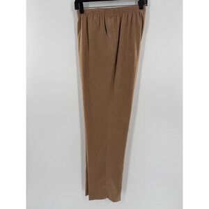 Allison Daley Tan Faux Suede Elastic Waist Pull On Pants Brown Womens 16